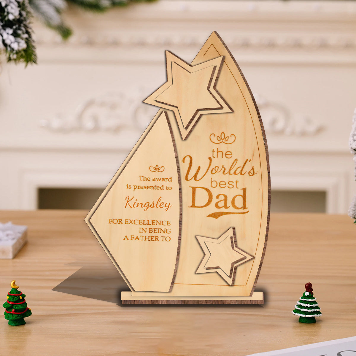 Trophée de papa - Trophée personnalisé pour papa, 3 niveaux, grand format, autoportant