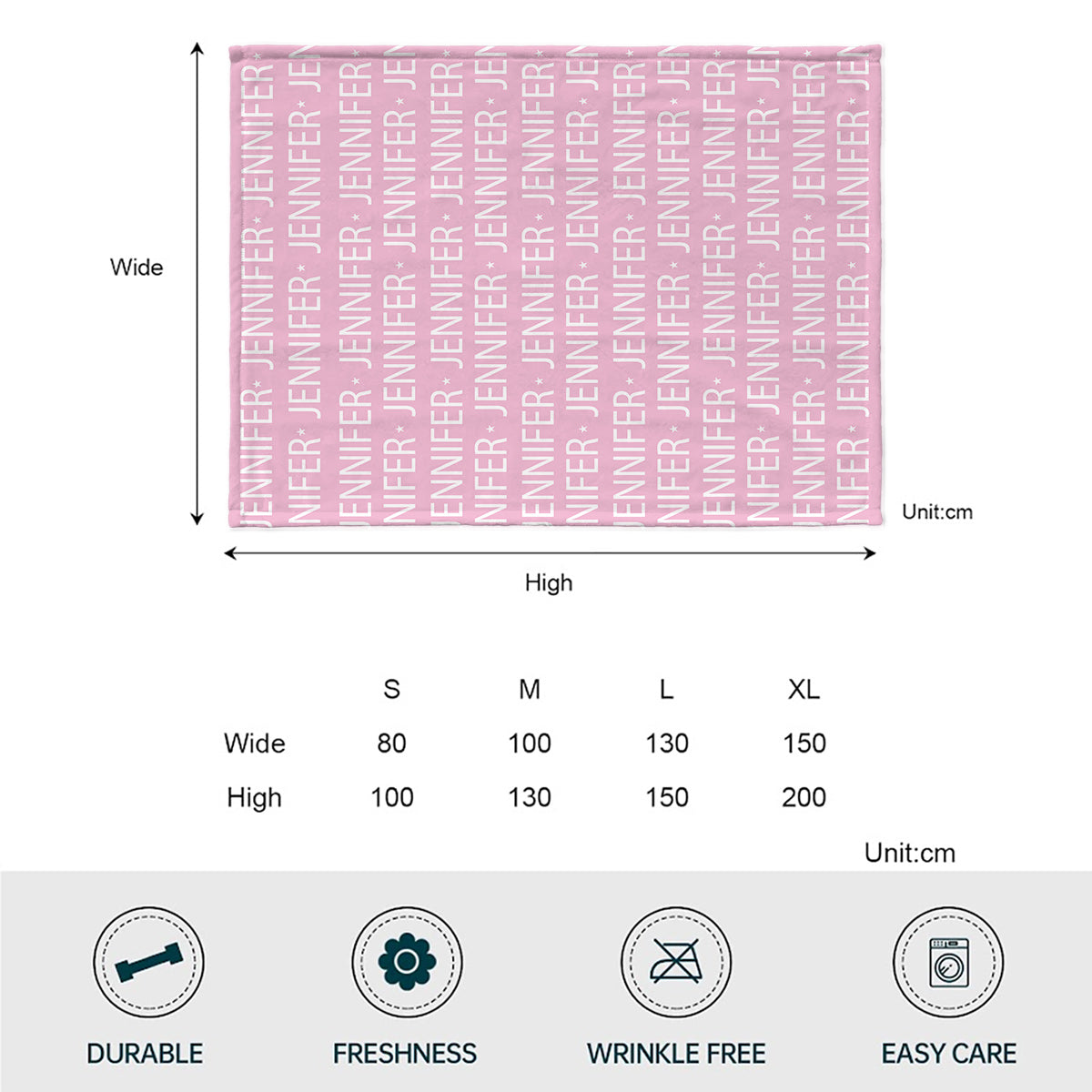 Couverture personnalisée avec nom - Cadeau pour petite-fille