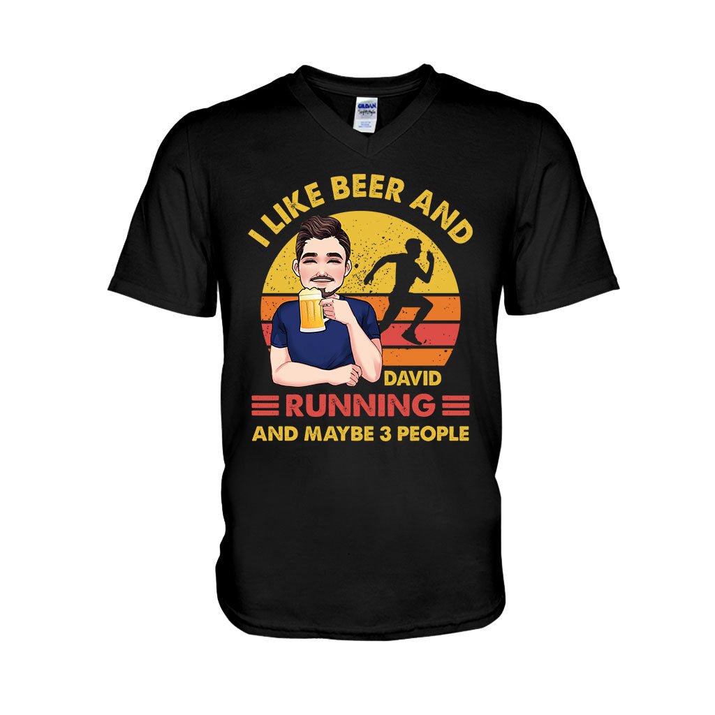 J'aime la bière et la course à pied - T-shirt et sweat à capuche de course personnalisés