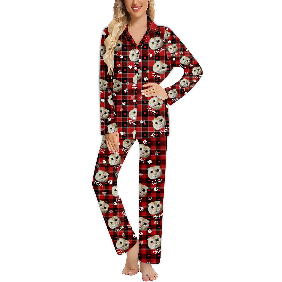 Couverture photo personnalisée pour animaux de compagnie - Cadeau pour les amoureux des chats et des chiens - Pyjama à boutons personnalisé