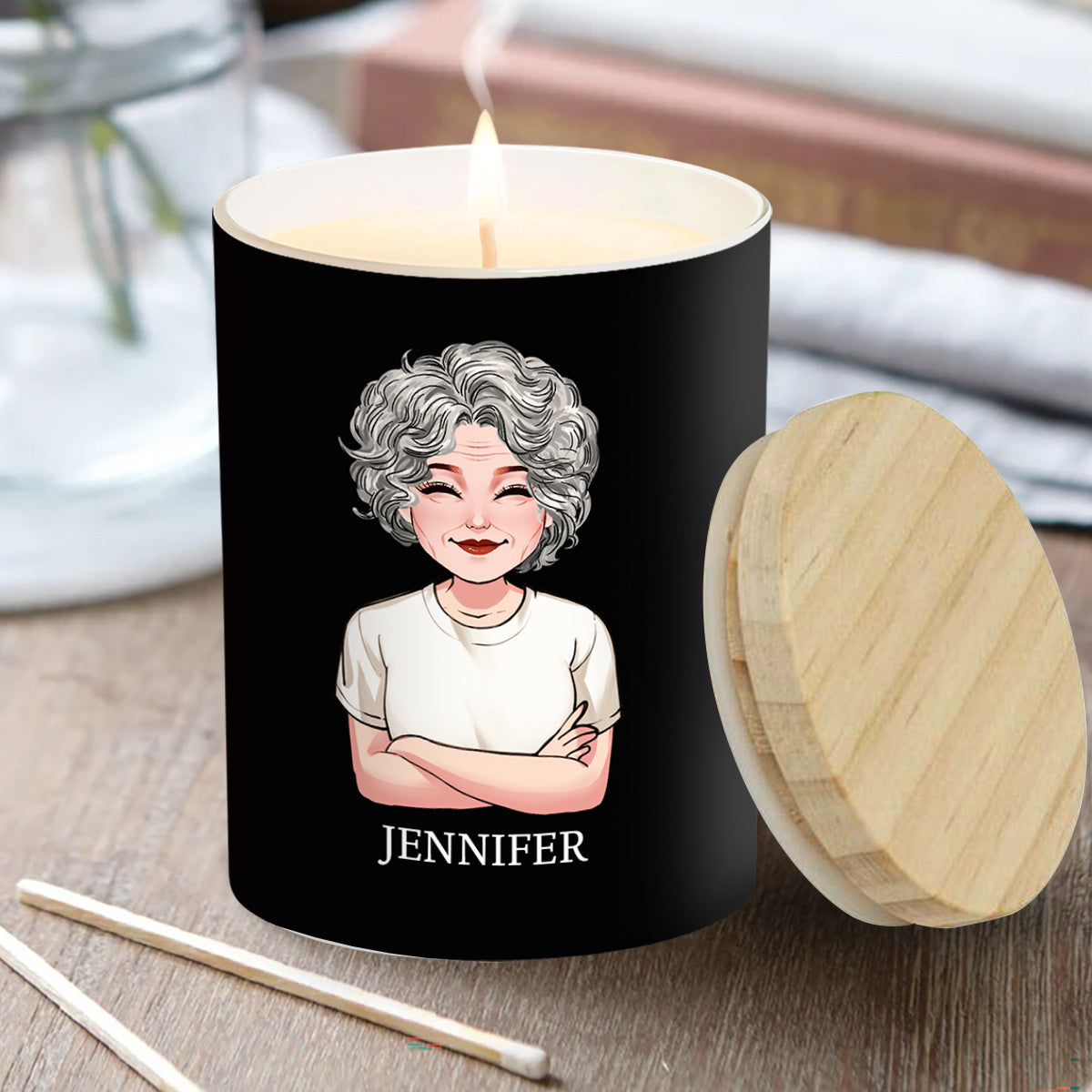 Ça sent le désordre - Bougie personnalisée de collection avec couvercle en bois