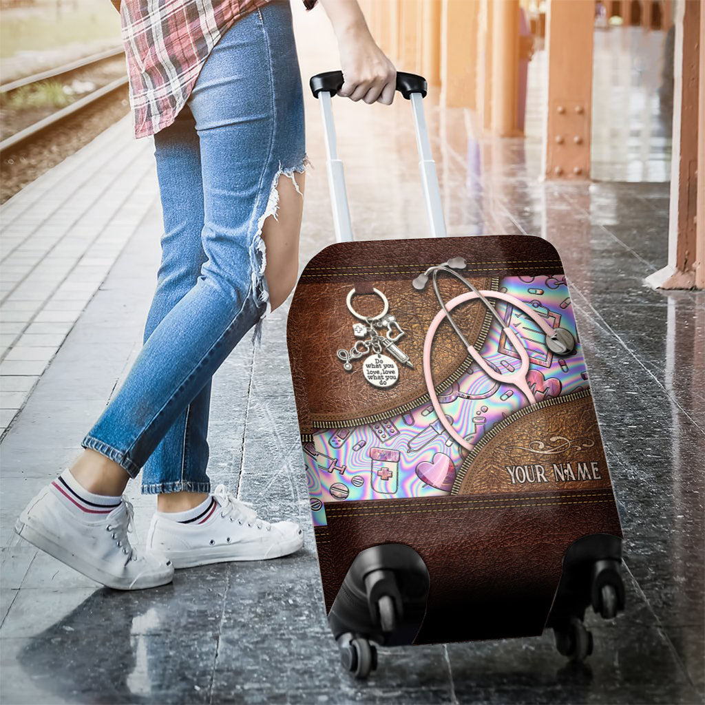 Pink Stethoscope - Personalized Nurse Luggage Cover