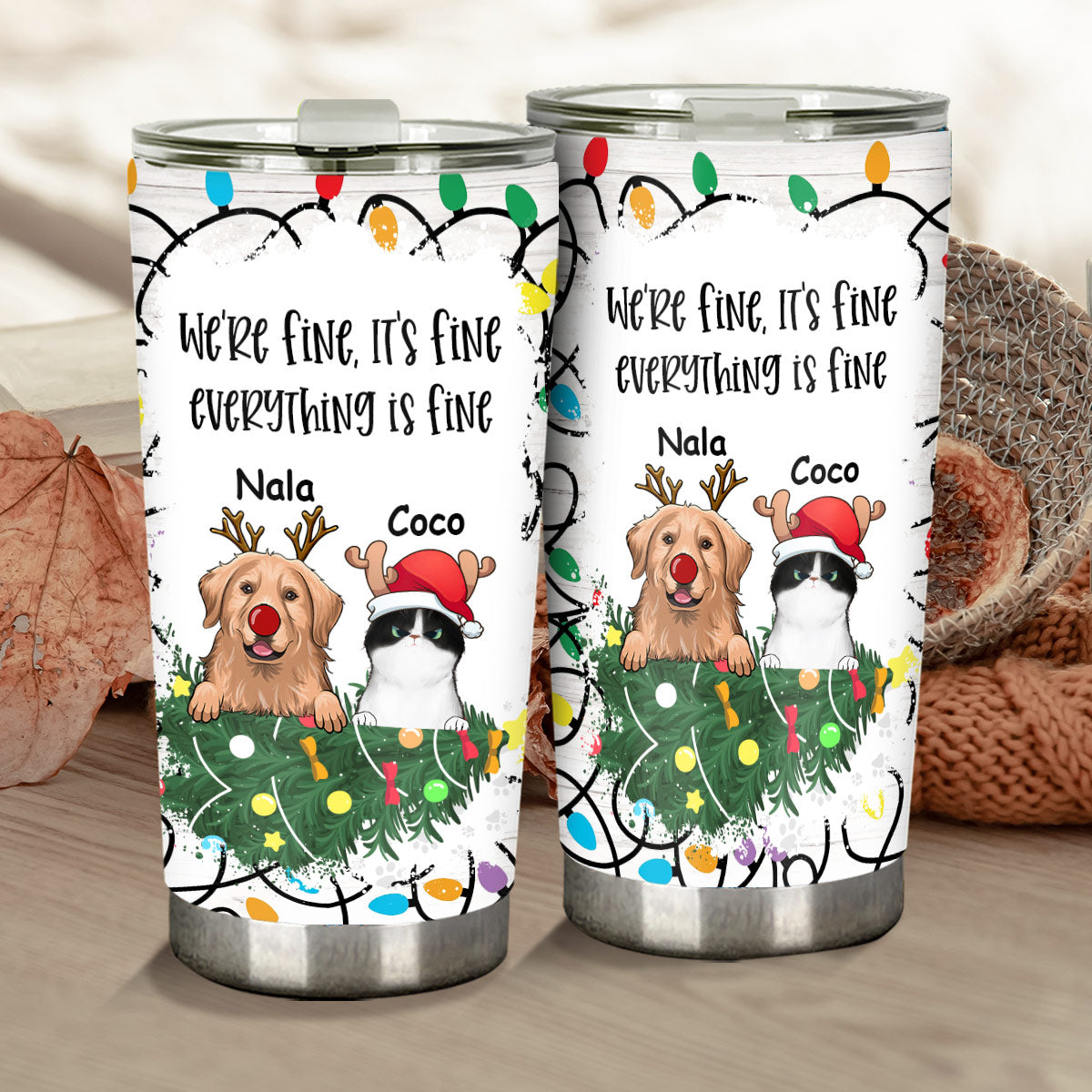 Tout va bien, je vais bien, tout est bien - Gobelet isotherme personnalisé pour chien