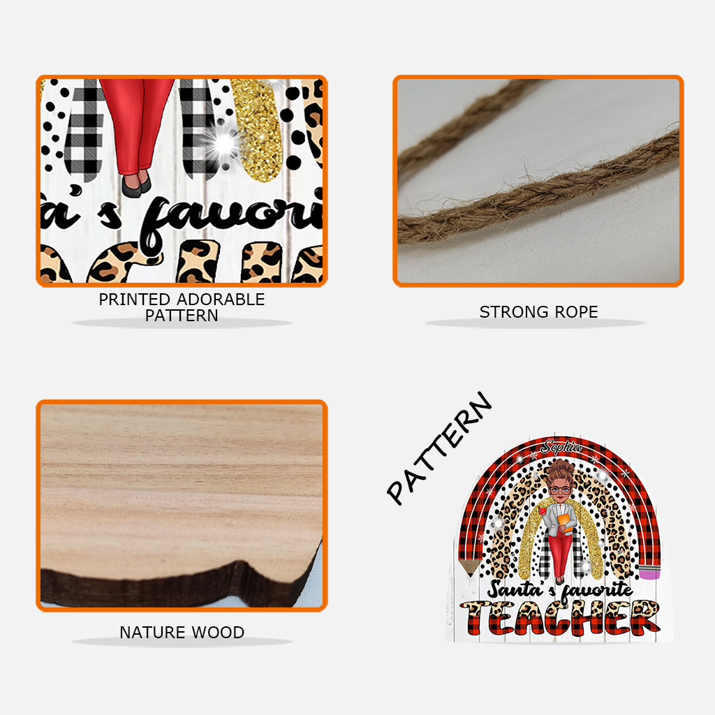 Professeur préféré du Père Noël - Panneau en bois personnalisé pour enseignant