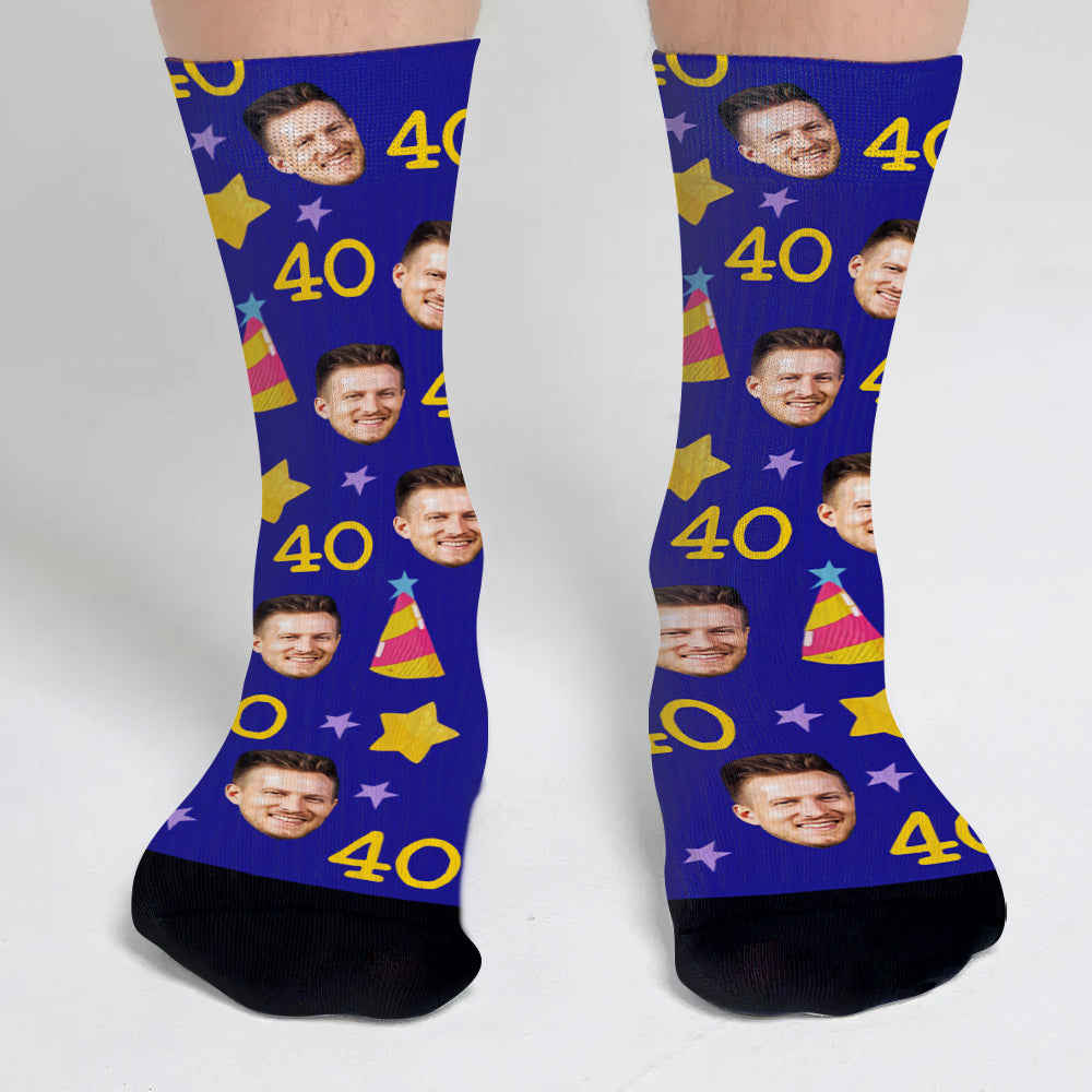 Custom Face Birthday Cake - Personalized Birthday Socks