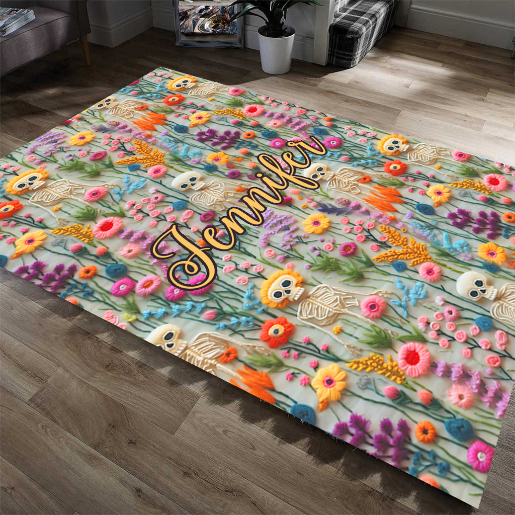 Tapis squelette floral - Crâne personnalisé