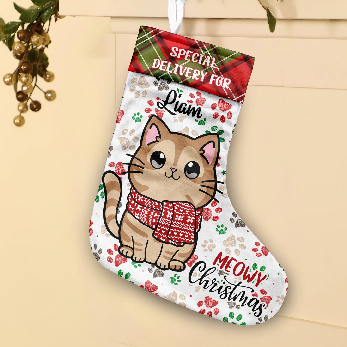 Noël Miaou - Chaussettes de Noël personnalisées pour chats