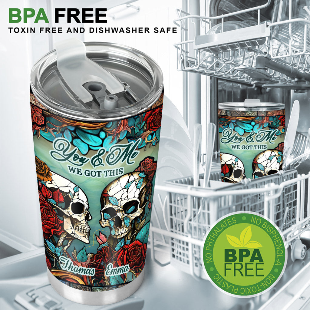 Skull Couple - Skull gift for husband, wife, boyfriend, girlfriend - Personalized Tumbler