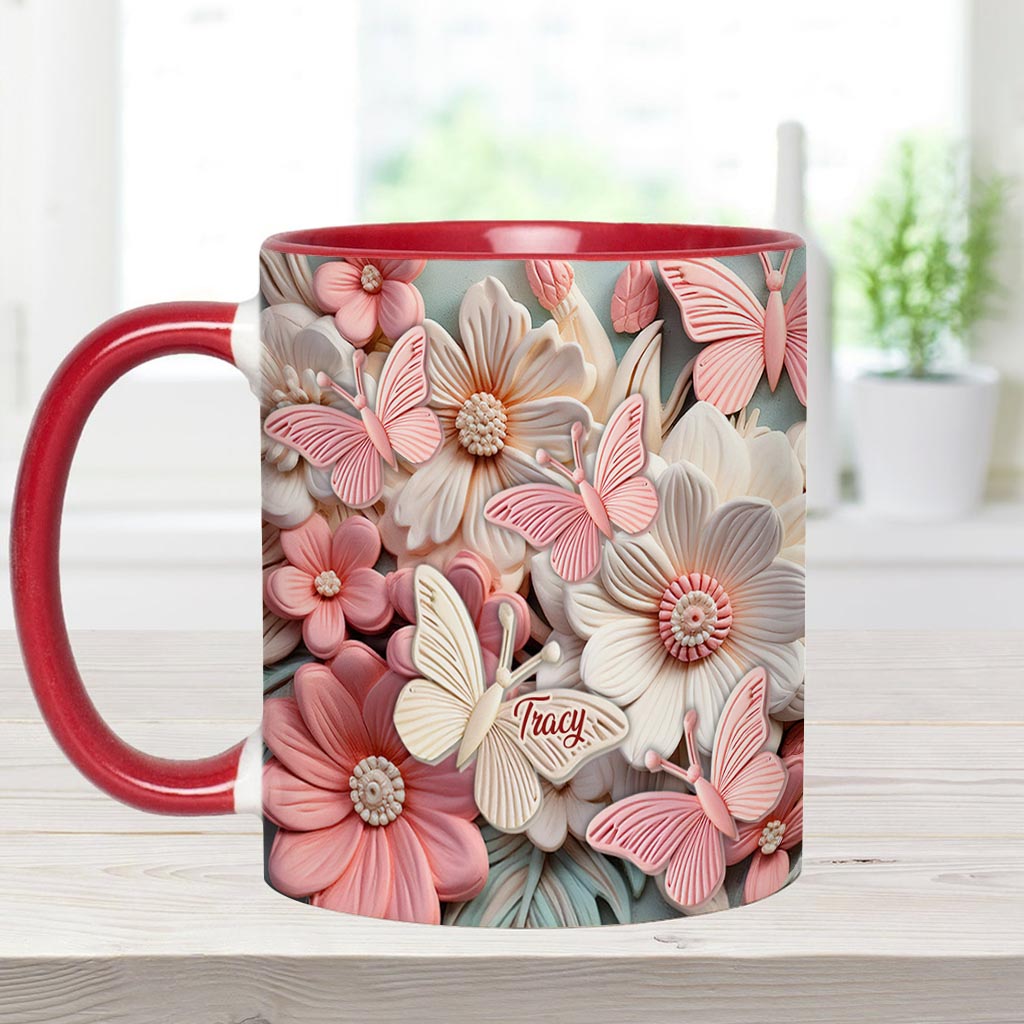 Mug personnalisé à motif papillon - Papillons et fleurs