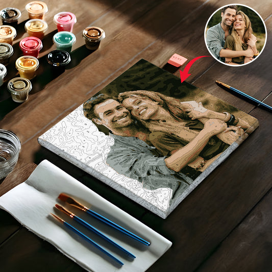 Kit de peinture par numéros personnalisé pour couple avec photo personnalisée