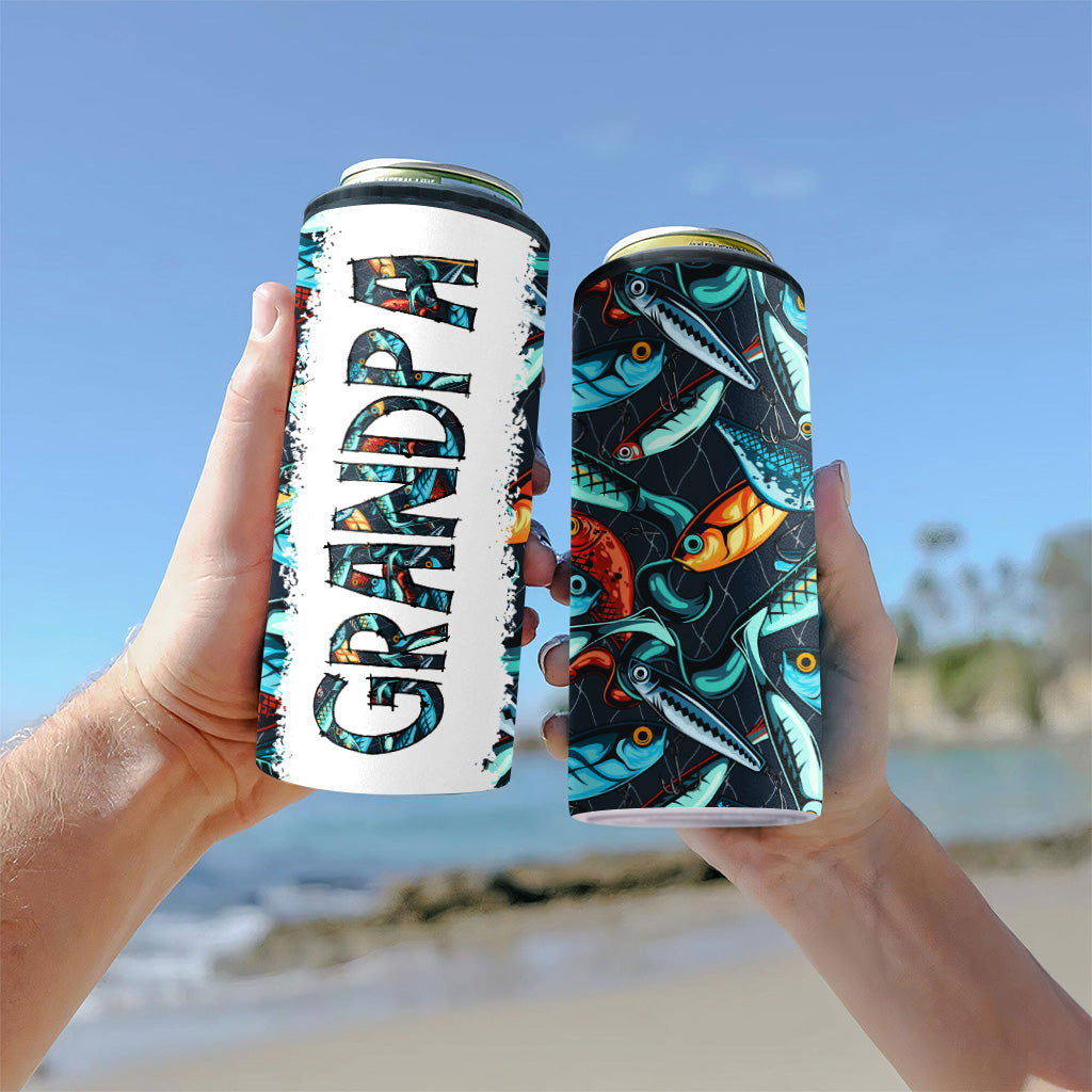 Reel Cool Dad - Fishing gift for dad, grandpa, him, husband - Personalized Can Cooler