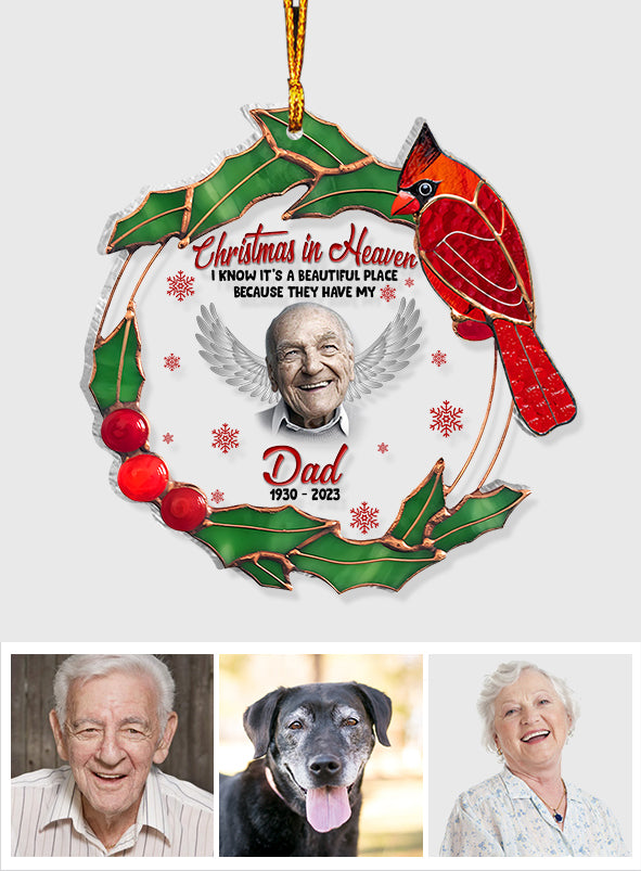 Christmas In Heaven - Memorial gift for loss of - Personalized Transparent Ornament