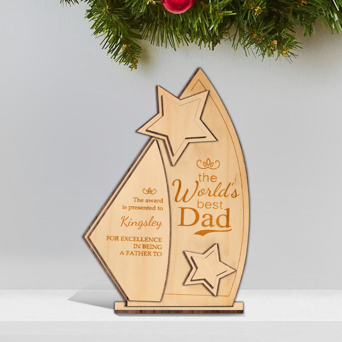 Trophée de papa - Trophée personnalisé pour papa, 3 niveaux, grand format, autoportant