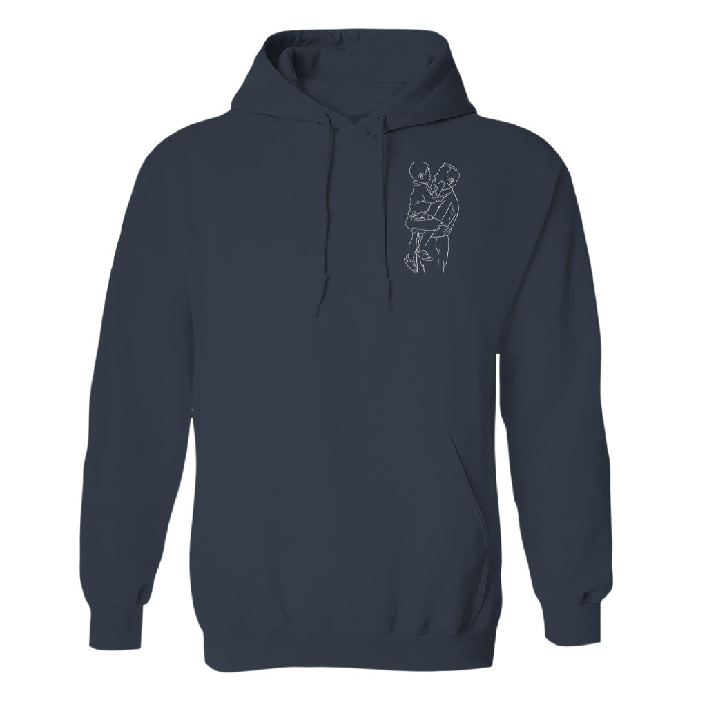 Sweat à capuche brodé personnalisé avec motif au trait - Grand-père personnalisé