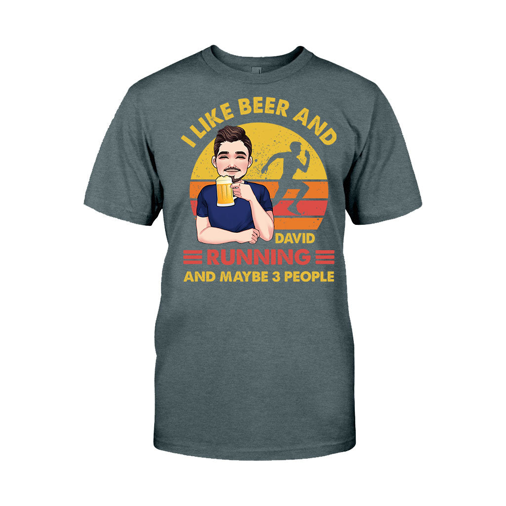 J'aime la bière et la course à pied - T-shirt et sweat à capuche de course personnalisés
