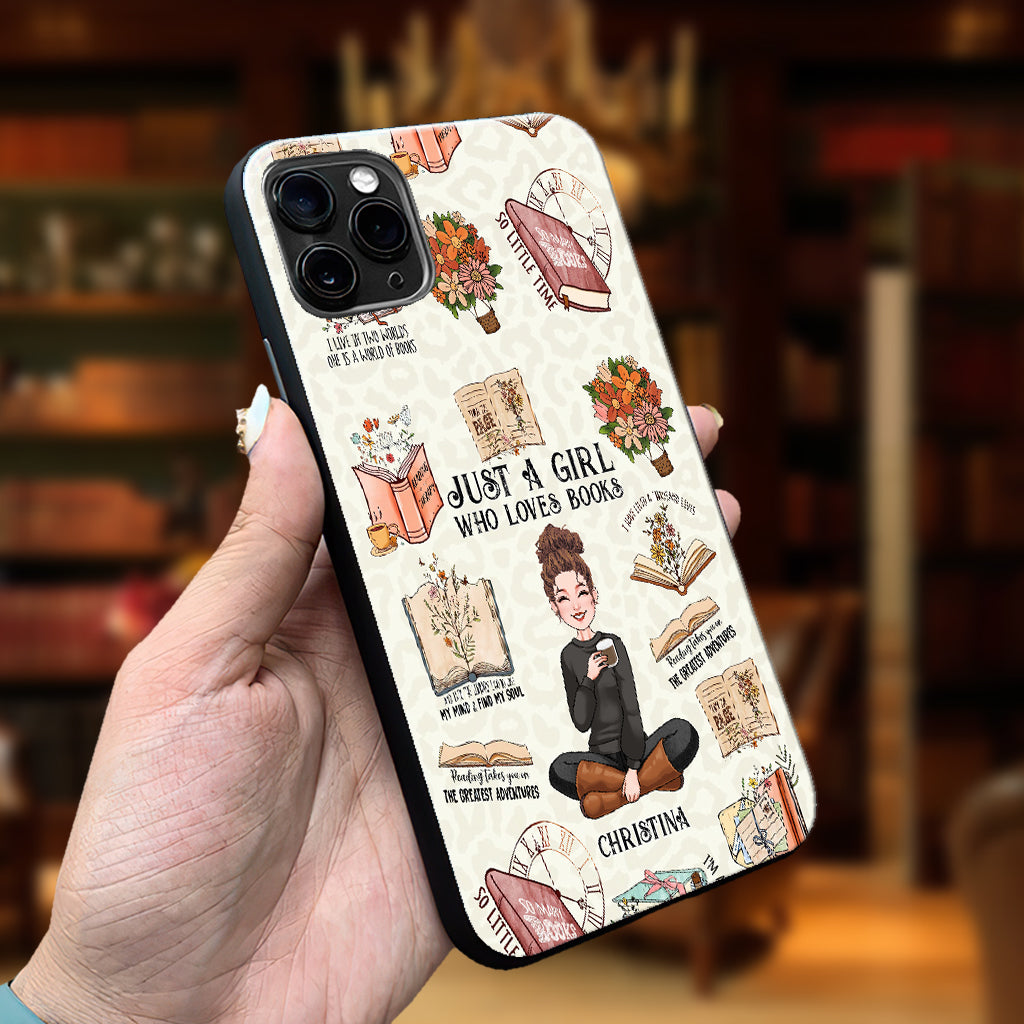 Une fille qui aime les livres - Coque de téléphone personnalisée en forme de livre