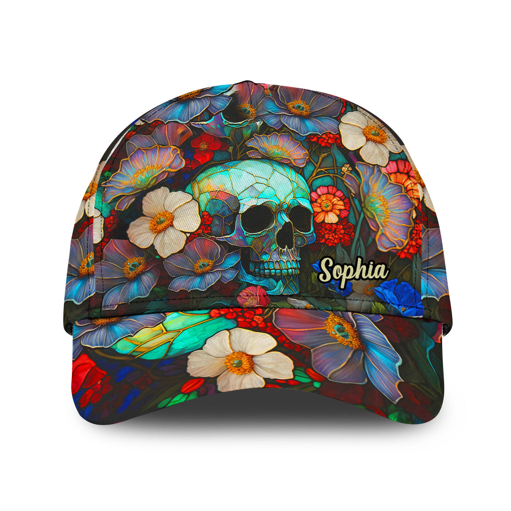 Tête de mort florale - Casquette classique personnalisée à tête de mort
