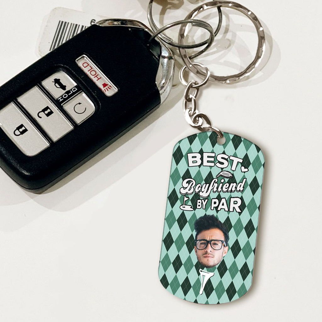 Best Dad By Par - Golf gift for dad, him, boyfriend, husband, grandpa - Personalized Stainless Steel Keychain