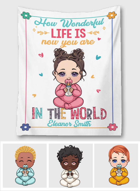 Tapisserie murale personnalisée avec le prénom de bébé - Cadeau de naissance