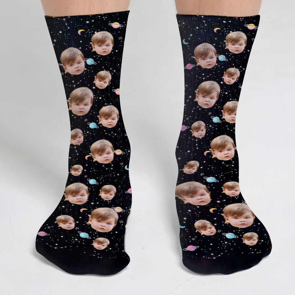Custom Face Galaxy - Personalized granddaughter Socks