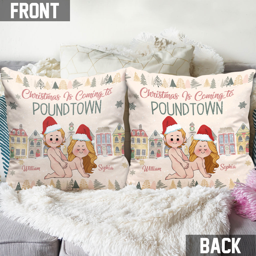 Joyeux Noël à Poundtown - cadeau pour mari, petit ami, petite amie - Coussin décoratif personnalisé