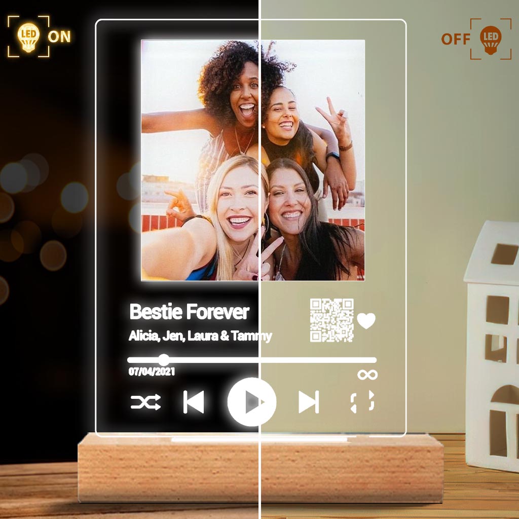 Chanson personnalisée « Meilleure amie pour toujours » - Plaque lumineuse personnalisée en forme de meilleure amie