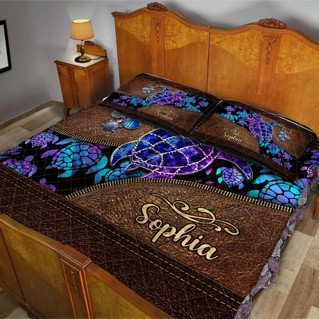 Salty Lil' Beach - Ensemble de courtepointe personnalisé avec tortue