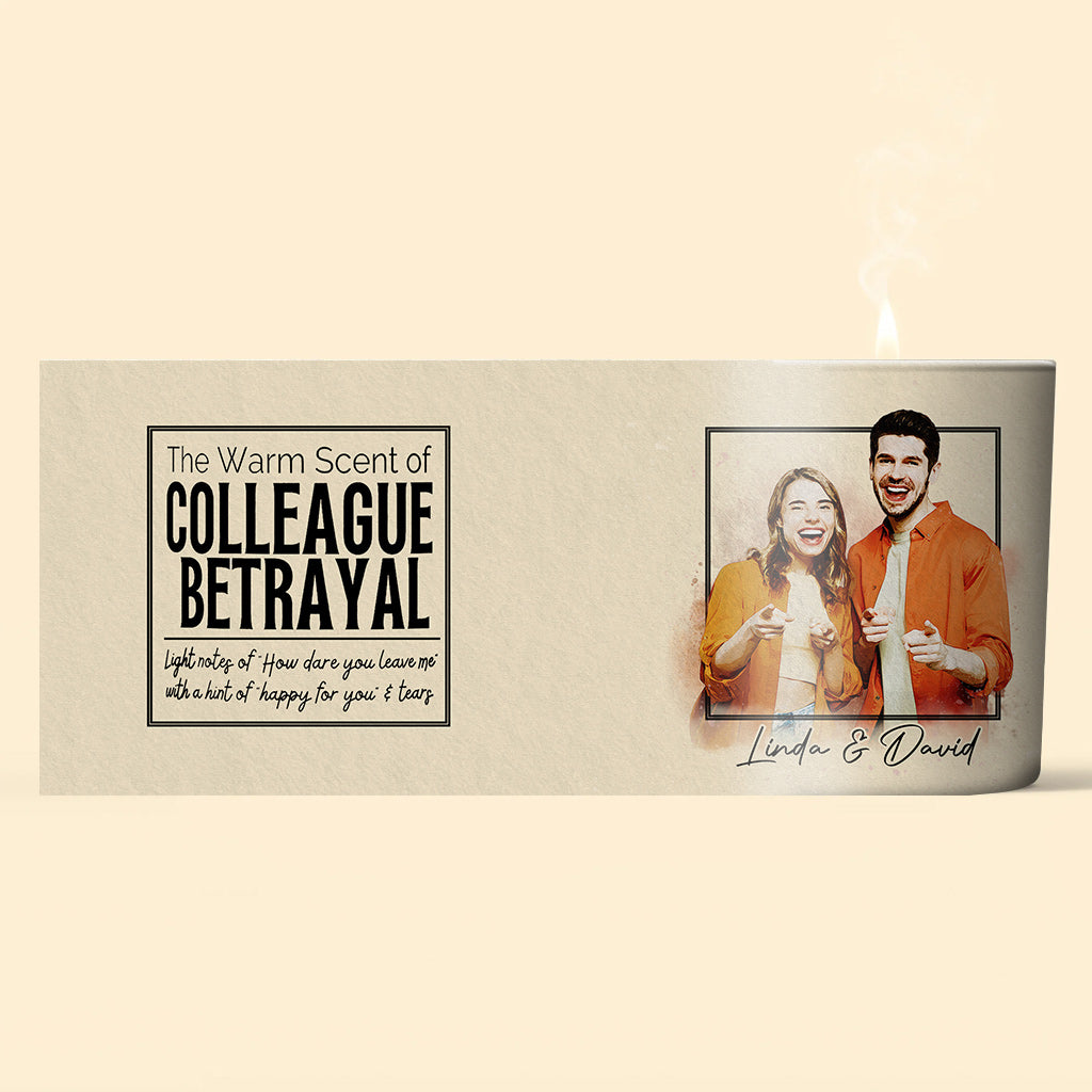 Trahison d'un collègue - Bougie personnalisée pour collègue avec couvercle en bois