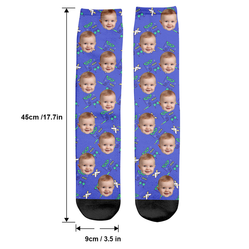 Custom Face Party Pattern - Personalized grandson Socks