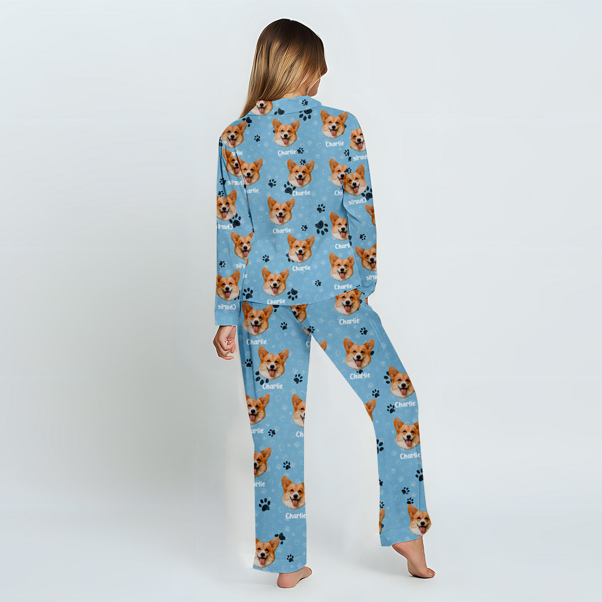 Couverture photo personnalisée pour animaux de compagnie - Cadeau pour les amoureux des chats et des chiens - Pyjama à boutons personnalisé