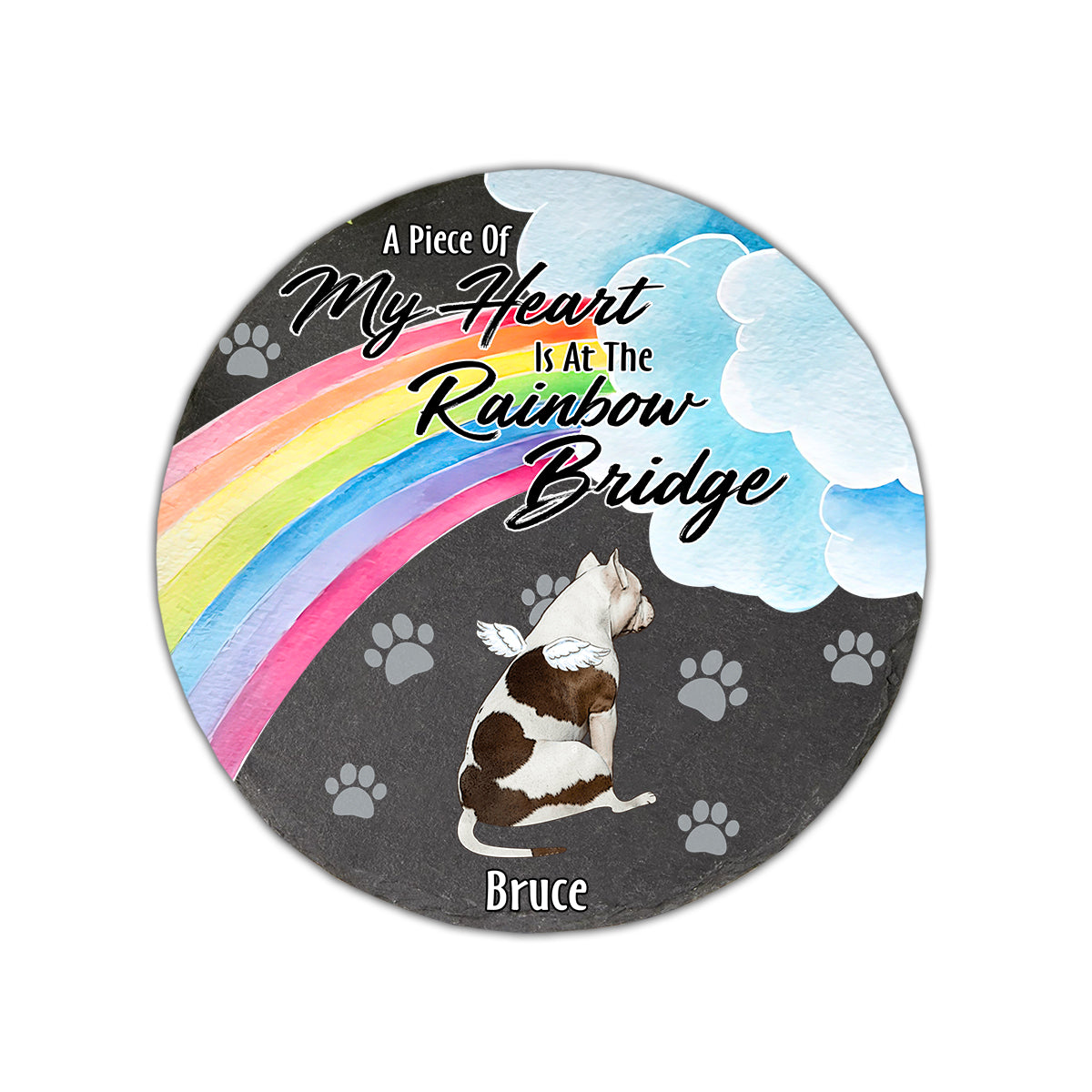 Un morceau de mon cœur - Pierre ronde personnalisée pour chien