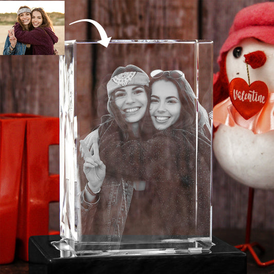 Custom Photo - Personalized Bestie Laser Engraving 3D Cuboid Shaped Crystal Lamp
