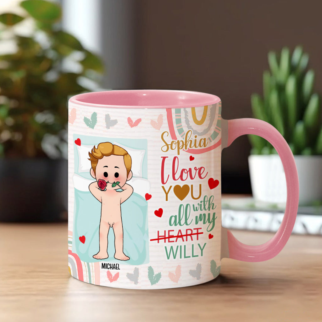 Je t'aime de tout mon cœur - Mug personnalisé pour couple