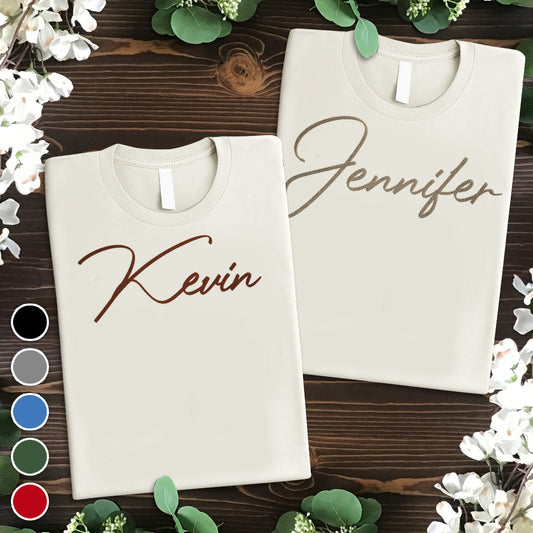 T-shirt brodé personnalisé pour frère/sœur - Nom personnalisé