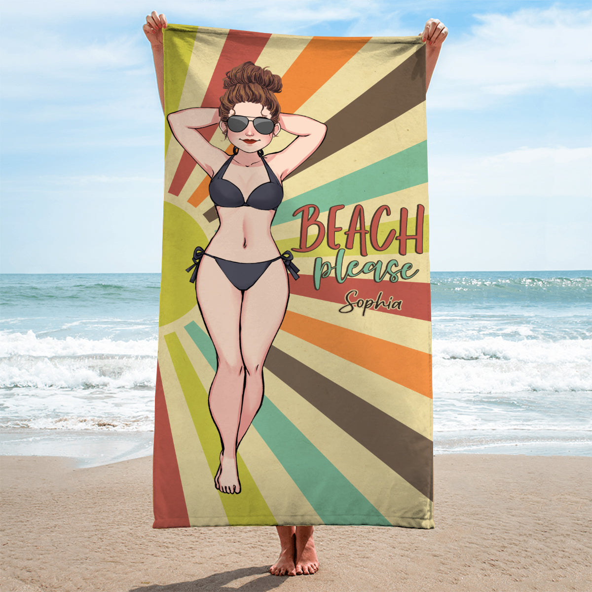 Toujours en vacances - Cadeau pour les amoureux de la mer : serviette de plage personnalisée pour une amie, une sœur, une petite amie, une épouse ou une maman