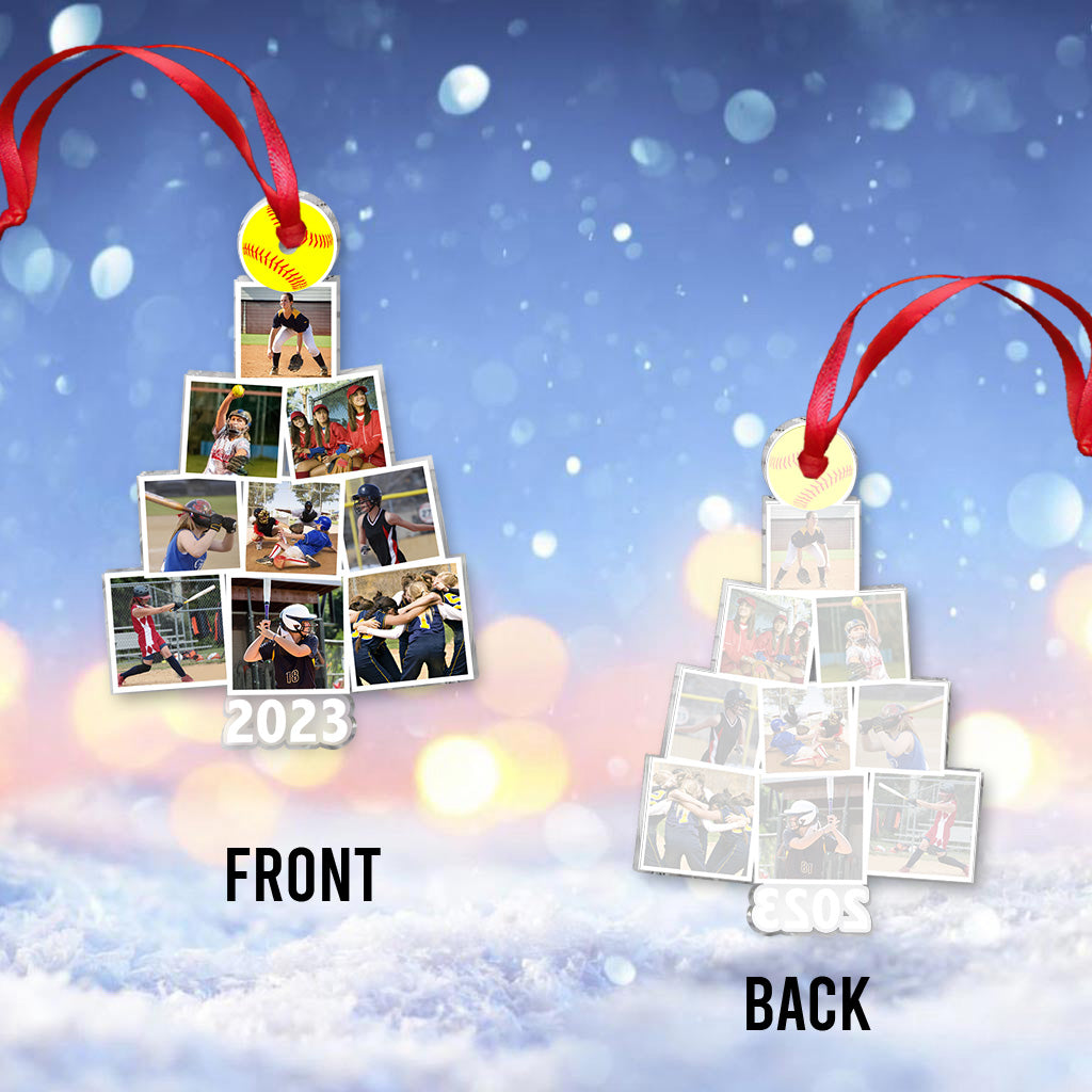 Joyeux Noël - Ornement transparent personnalisé en forme de balle de softball