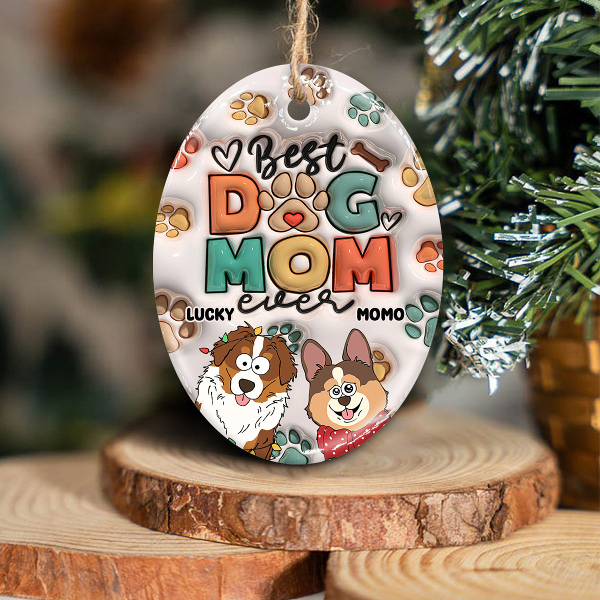 Best Dod Mom / Cat Mom / Dog Dad / Cat Dad Ever - Gift for dog lovers, cat lover - Personalized Ceramic Oval Ornament
