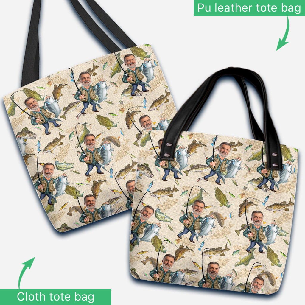 Photo Inserted Funny Fishing - Personalized Fishing Tote Bag