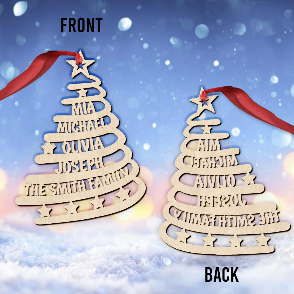 Sapin de Noël avec nom de famille - Ornement de famille personnalisé
