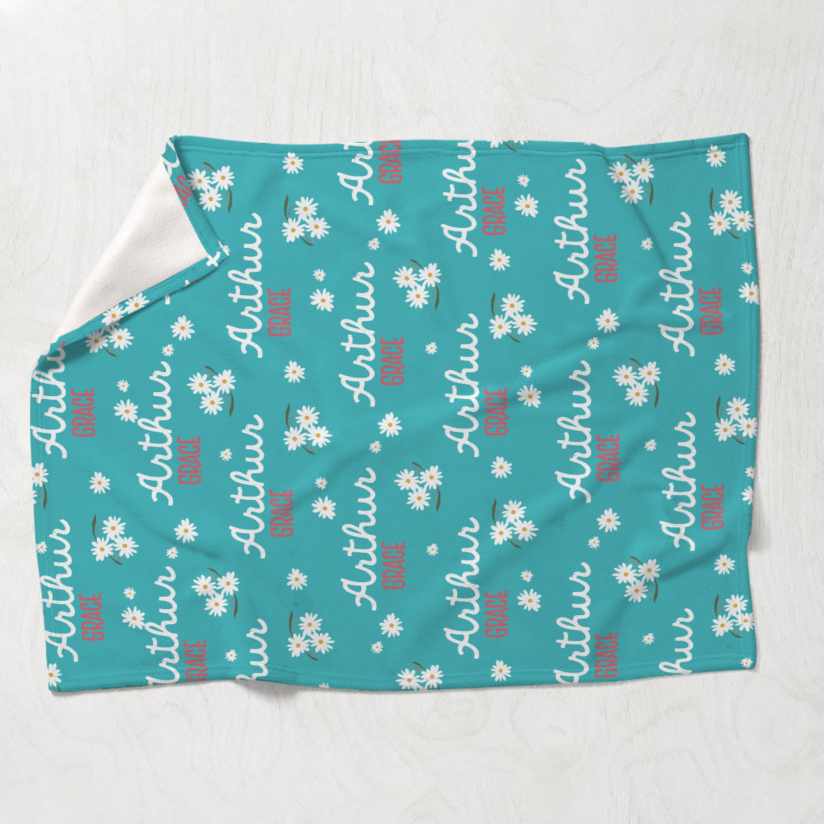 Couverture personnalisée Daisy avec nom pour petit-fils