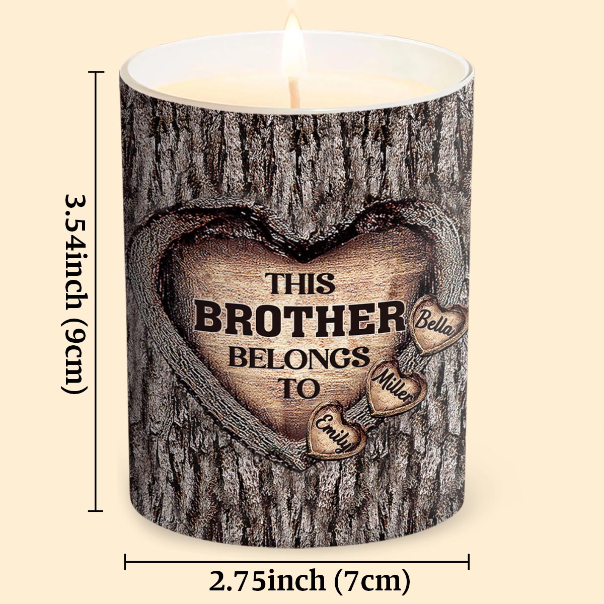 Cœur de papa - Cadeau pour papa, grand-mère, grand-père, maman, oncle, tante, frère, sœur - Bougie personnalisée avec couvercle en bois