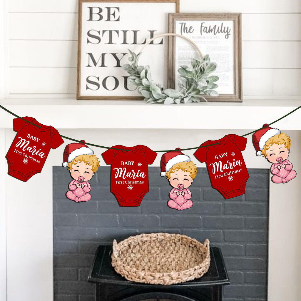 Guirlande personnalisée de 6 pièces pour le premier Noël de bébé - Cadeau de naissance