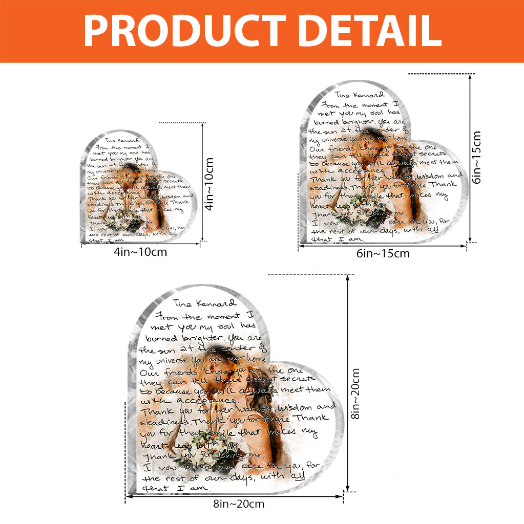 Vœux de mariage manuscrits avec portrait aquarelle personnalisé - Plaque acrylique personnalisée pour époux et épouse