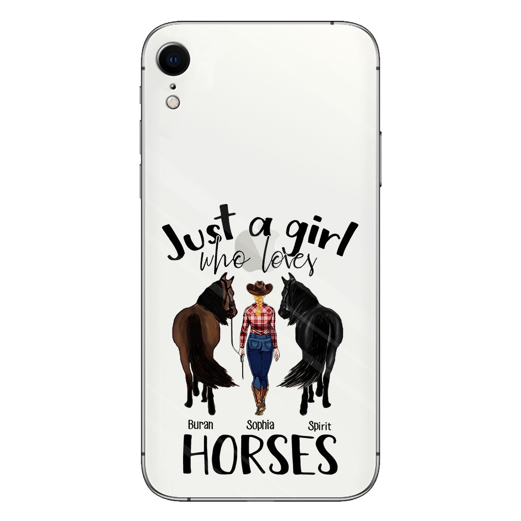Juste une fille qui aime les chevaux - Coque de téléphone transparente personnalisée avec motif cheval