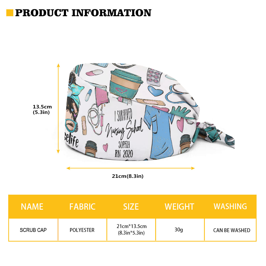 J'ai survécu à l'école d'infirmières - Bonnet d'infirmière personnalisé