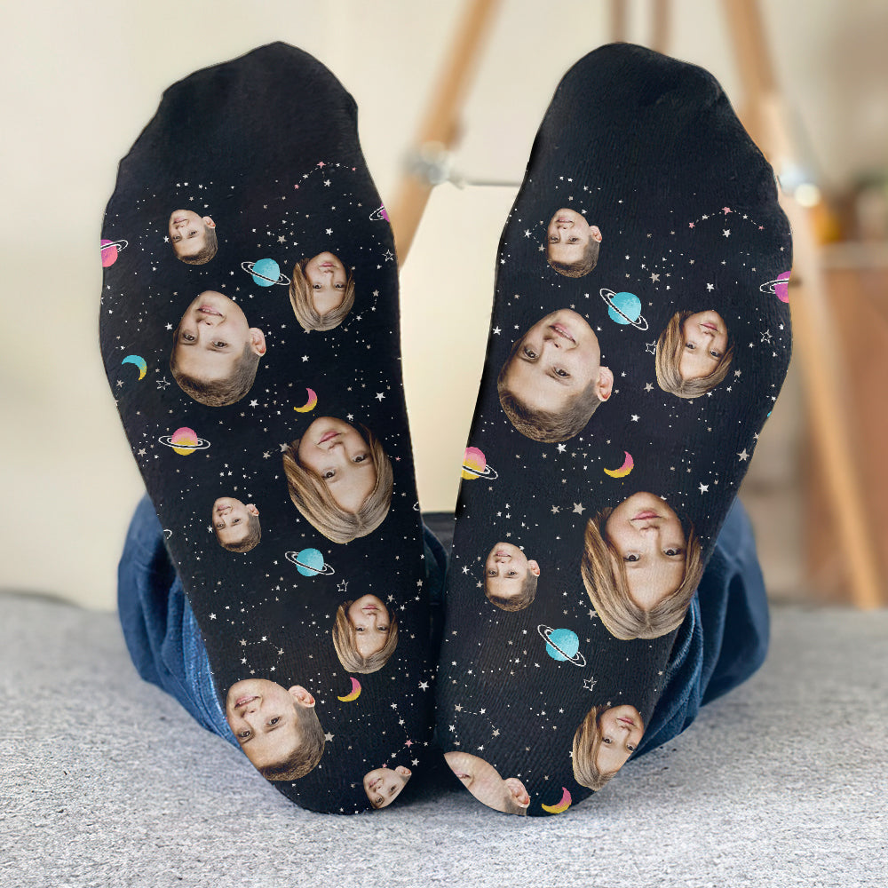Custom Face Galaxy - Personalized Sibling Socks