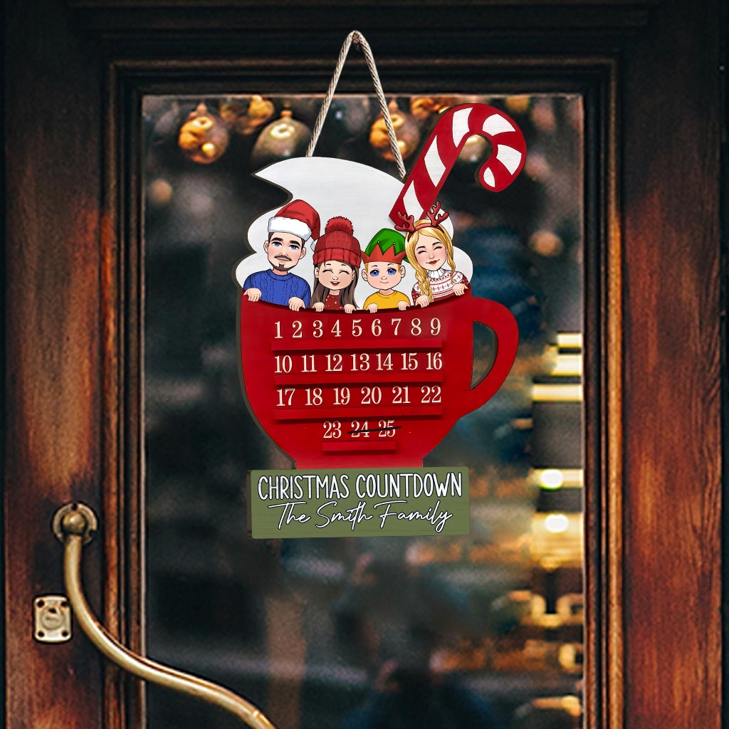 Compte à rebours de Noël - Panneau en bois personnalisé pour la famille