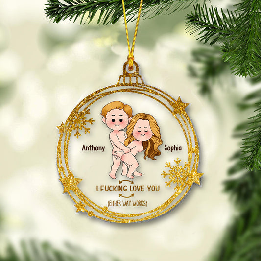 I Love You - Personalized Couple Transparent Ornament