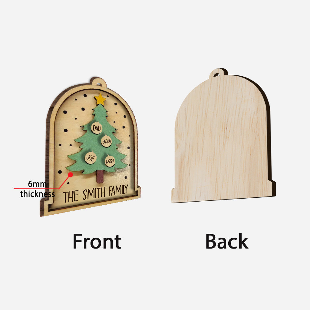 Joyeux Noël - Ornement familial personnalisé en bois à 2 niveaux