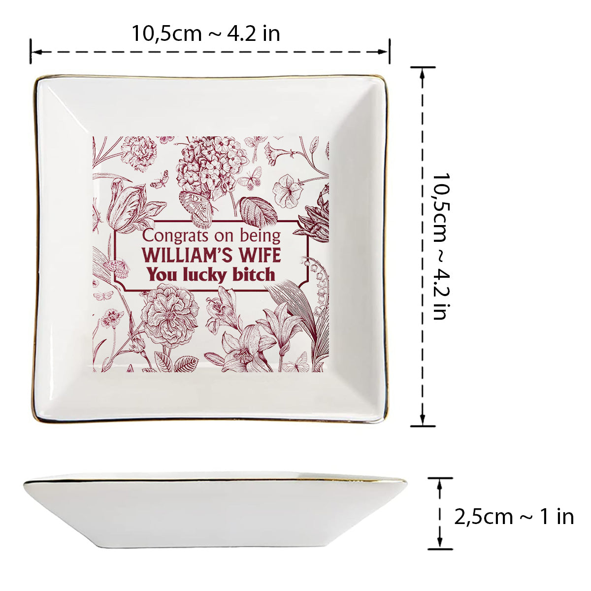 Félicitations pour être ma copine/ma femme ! Quelle chance ! - Cadeau pour femme, copine - Porte-bijoux personnalisé